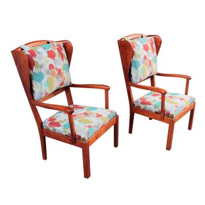Carl Malmsten Carl Malmsten attr pair of large wingback arm chairs