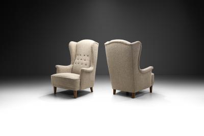 Carl Malmsten Carl Malmsten ldermannen Winged Armchairs for O H Sj gren Sweden 1950s