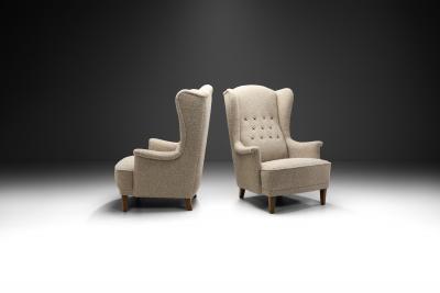 Carl Malmsten Carl Malmsten ldermannen Winged Armchairs for O H Sj gren Sweden 1950s