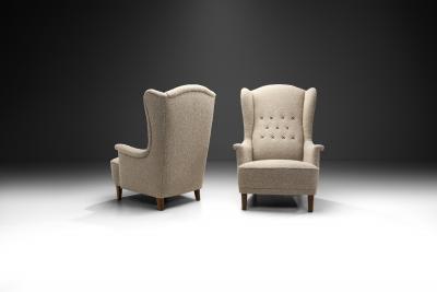 Carl Malmsten Carl Malmsten ldermannen Winged Armchairs for O H Sj gren Sweden 1950s