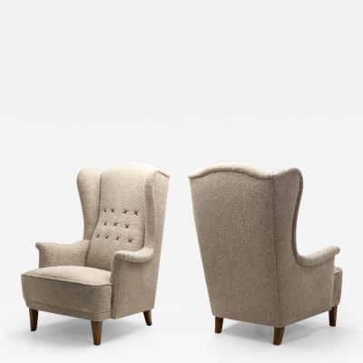 Carl Malmsten Carl Malmsten ldermannen Winged Armchairs for O H Sj gren Sweden 1950s