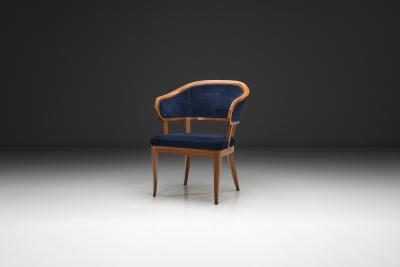 Carl Malmsten Jonas Love Armchair with Upholstery by Carl Malmsten Sweden Mid 20th Century