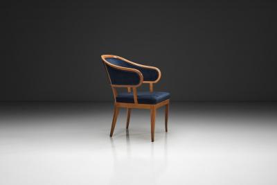 Carl Malmsten Jonas Love Armchair with Upholstery by Carl Malmsten Sweden Mid 20th Century