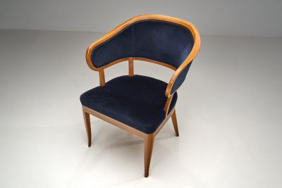 Carl Malmsten Jonas Love Armchair with Upholstery by Carl Malmsten Sweden Mid 20th Century