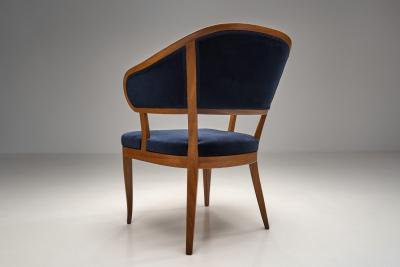 Carl Malmsten Jonas Love Armchair with Upholstery by Carl Malmsten Sweden Mid 20th Century