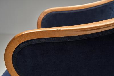 Carl Malmsten Jonas Love Armchair with Upholstery by Carl Malmsten Sweden Mid 20th Century