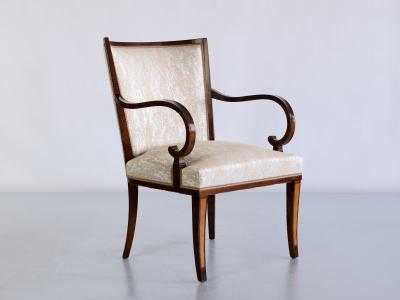 Carl Malmsten Pair of Carl Malmsten Armchairs in Birch and Satinwood Bodafors Sweden 1930s