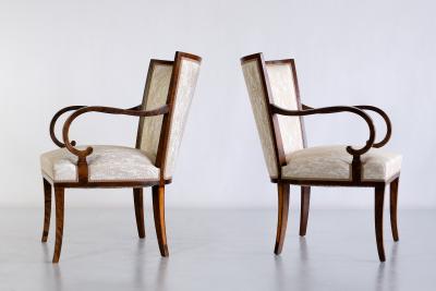 Carl Malmsten Pair of Carl Malmsten Armchairs in Birch and Satinwood Bodafors Sweden 1930s
