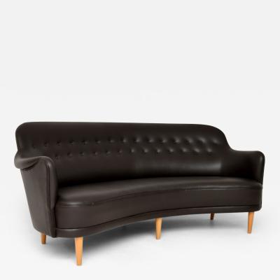 Carl Malmsten Swedish Leather Samsas Round Sofa by Carl Malmsten