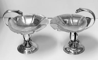 Carl Poul Petersen Pair of Carl Poul Petersen Sterling Silver Compotes Montreal C 1940