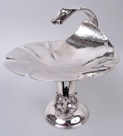 Carl Poul Petersen Poul Petersen Danish Midcentury Modern Sterling Silver Lilypad Compote