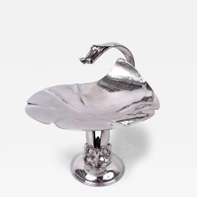 Carl Poul Petersen Poul Petersen Danish Midcentury Modern Sterling Silver Lilypad Compote