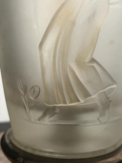 Carl Schultz ART DECO FROSTED CAST GLASS LAMP BY CARL SCHULTZ FOR VERLYS