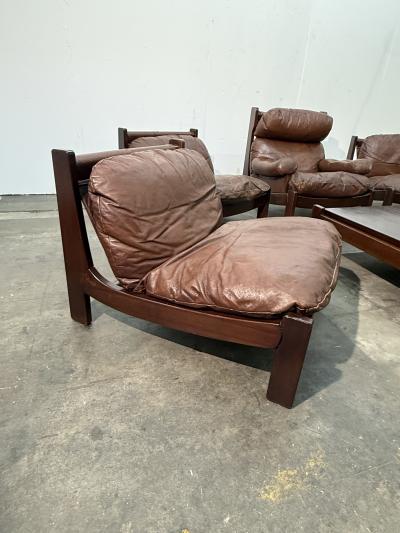 Carl Straub Leather Lounge Set 1960s Attributed to Carl Straub