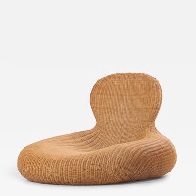 Carl jerstam Vintage Ikea rattan low lounge chair C 2001 