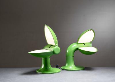 Carla Venosta Pair of Carla Venosta green Quebec table lamps