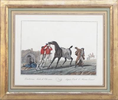 Carle Vernet COLLECTION OF SEVEN AQUATINT ENGRAVINGS OF HORSES AND RIDERS AFTER CARLE VERNET