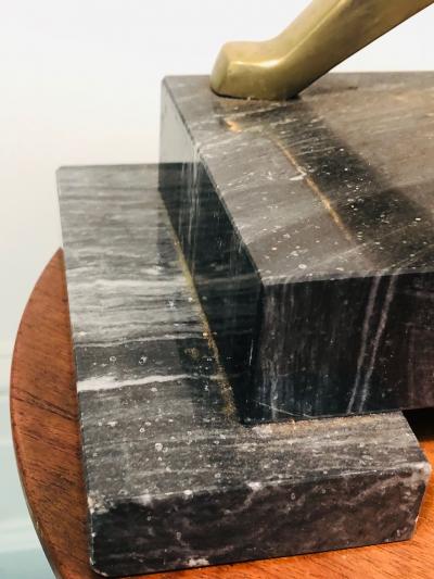 Carlo Bugatti Modernist Pair Of Cubist Cast Brass Panthers On Black Marble Bases