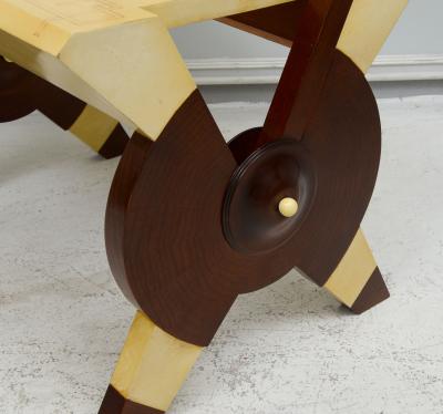 Carlo Bugatti Pair of Carlo Bugatti Inspired Handcrafted Parchment and Mahogany Chairs
