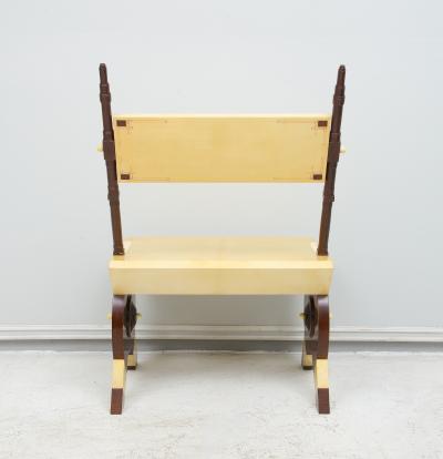 Carlo Bugatti Pair of Carlo Bugatti Inspired Handcrafted Parchment and Mahogany Chairs