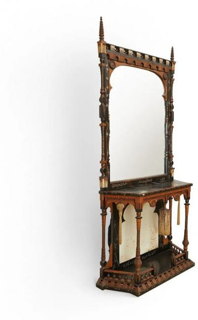 Carlo Bugatti RARE AND IMPORTANT ORIENTALIST CONSOLE TABLE MIRROR BY CARLO BUGATTI