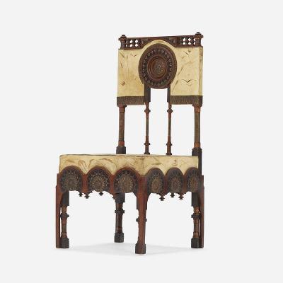 Carlo Bugatti Rare Copper and Parchment Side Chair by Carlo Bugatti