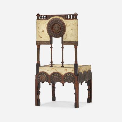 Carlo Bugatti Rare Copper and Parchment Side Chair by Carlo Bugatti