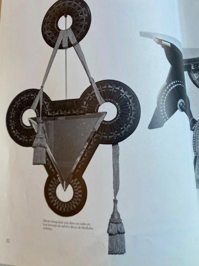 Carlo Bugatti Rare Parchment Walnut and Copper Mirror by Carlo Bugatti