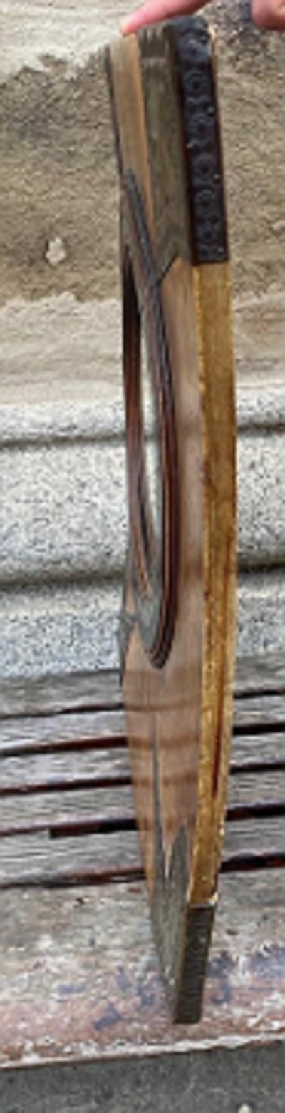 Carlo Bugatti Rare Parchment Walnut and Copper Mirror by Carlo Bugatti