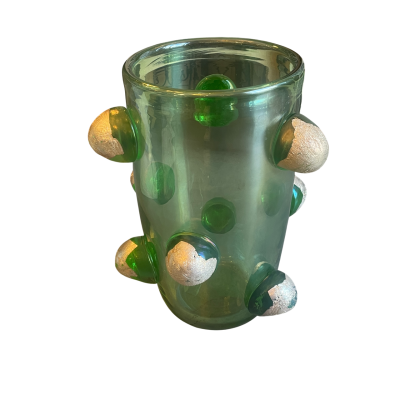 Carlo Colizza Colizza Green Dot Murano Glass and Gold Leaf Vases