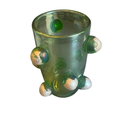 Carlo Colizza Colizza Green Dot Murano Glass and Gold Leaf Vases