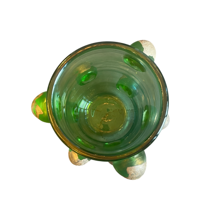 Carlo Colizza Colizza Green Dot Murano Glass and Gold Leaf Vases