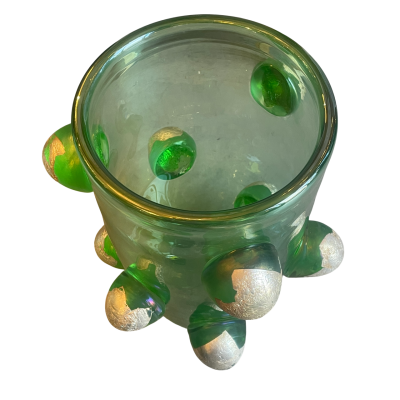 Carlo Colizza Colizza Green Dot Murano Glass and Gold Leaf Vases