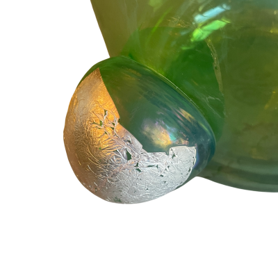 Carlo Colizza Colizza Green Dot Murano Glass and Gold Leaf Vases
