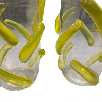 Carlo Colizza Colizza Murano Glass Neon Yellow Vases