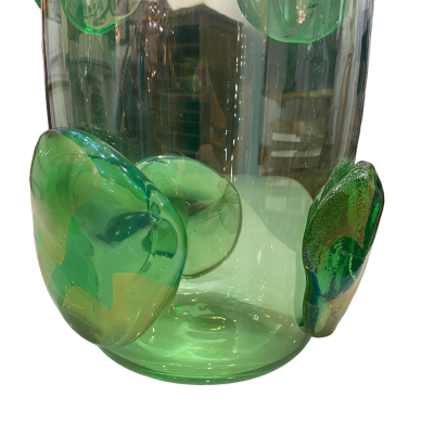 Carlo Colizza Pair of Colizza Green Murano Glass Disc Vases
