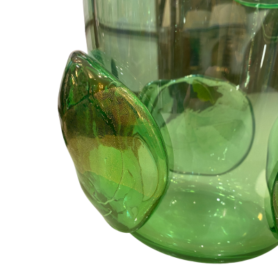 Carlo Colizza Pair of Colizza Green Murano Glass Disc Vases