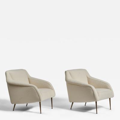 Carlo De Carli Rare Lounge Chairs in Brass for Singer Sons America 1950s