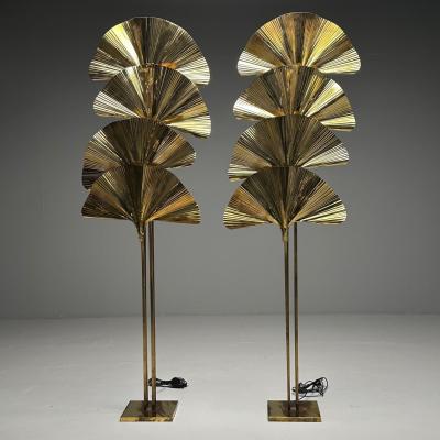 Carlo Giorgi Bottega Gadda Italian Mid Century Modern Ginko Leaf Floor Lamps