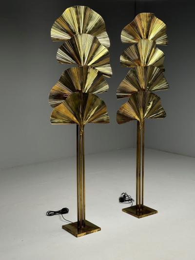 Carlo Giorgi Bottega Gadda Italian Mid Century Modern Ginko Leaf Floor Lamps