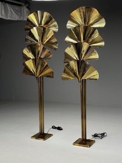 Carlo Giorgi Bottega Gadda Italian Mid Century Modern Ginko Leaf Floor Lamps