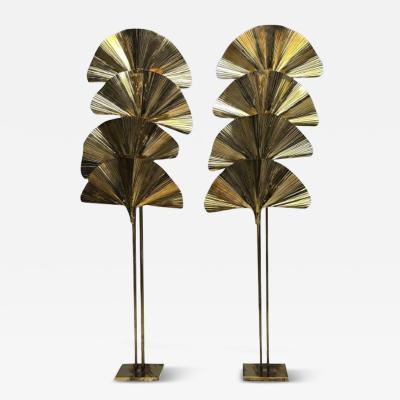 Carlo Giorgi Bottega Gadda Italian Mid Century Modern Ginko Leaf Floor Lamps