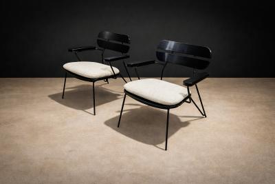 Carlo Hauner Armchairs in Ebonized Wood Metal Carlo Hauner 1950s