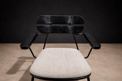 Carlo Hauner Armchairs in Ebonized Wood Metal Carlo Hauner 1950s