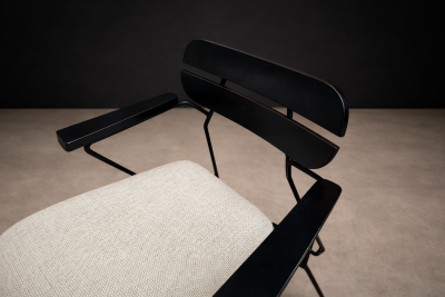 Carlo Hauner Armchairs in Ebonized Wood Metal Carlo Hauner 1950s
