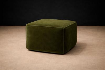 Carlo Hauner Armchairs with Pouf in Cavi na Wood Mohair Boucl by Carlo Hauner Brazil