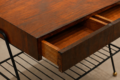 Carlo Hauner Attributed to Carlo Hauner Rosewood Glass and Steel Side Table