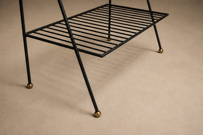 Carlo Hauner Attributed to Carlo Hauner Rosewood Glass and Steel Side Table