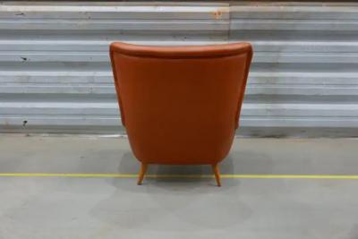 Carlo Hauner Brazilian Armchair with Ottoman in Hardwood and Leather Carlo Hauner c 1950s