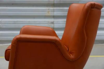 Carlo Hauner Brazilian Armchair with Ottoman in Hardwood and Leather Carlo Hauner c 1950s